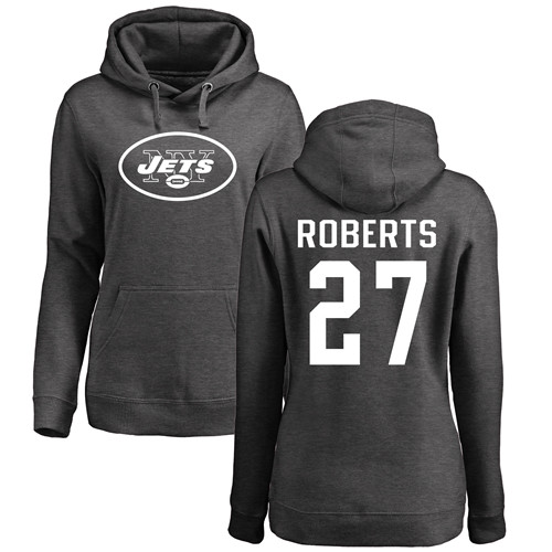 New York Jets Ash Women Darryl Roberts One Color NFL Football 27 Pullover Hoodie Sweatshirts